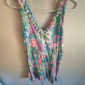 Lilly Pulitzer Pink and Blue Floral Tank Top
